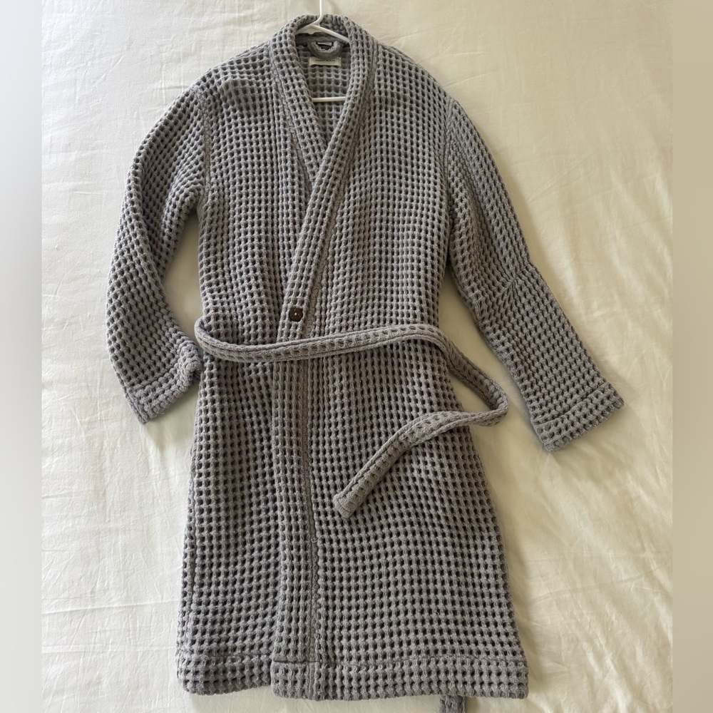 Gray Waffle Knit Robe